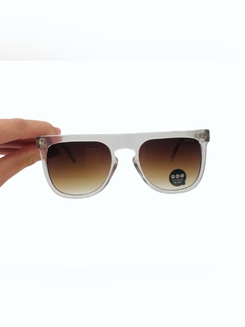 NEW Komono Clear Frame Sunglasses with Brown Gradient Lenses